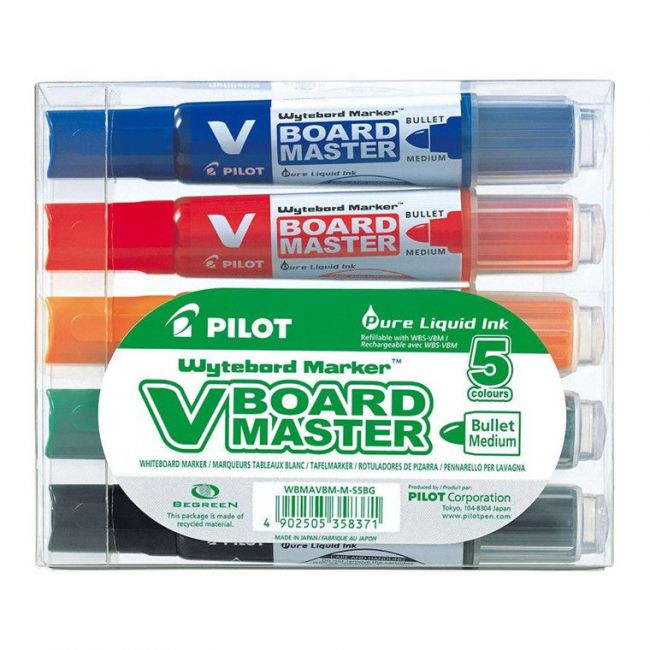 Marker whiteboard 5/set 6mm varf rotund vboard pilot