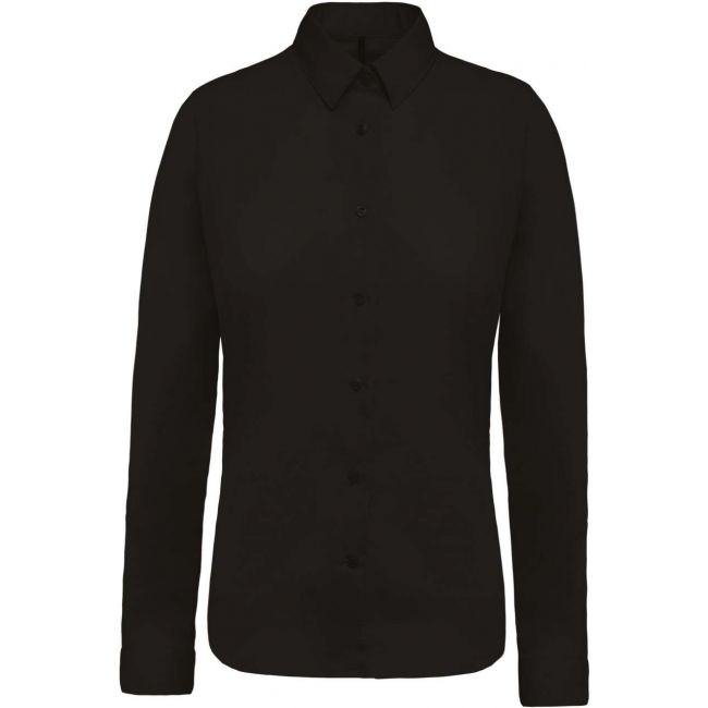Ladies’ long-sleeved cotton poplin shirt culoare black marimea l