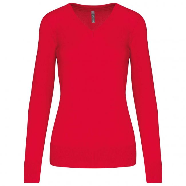 Ladies' v-neck jumper culoare red marimea m