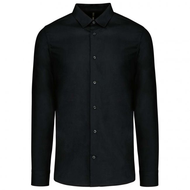 Men’s long-sleeved cotton poplin shirt culoare black marimea s