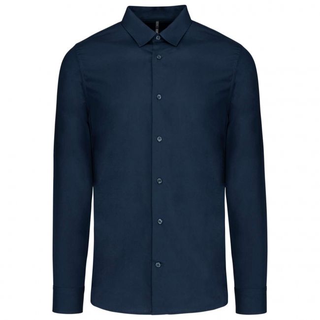 Men’s long-sleeved cotton poplin shirt culoare navy marimea xs