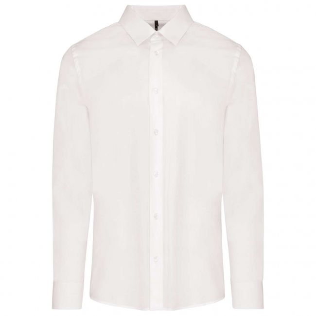 Men’s long-sleeved cotton poplin shirt culoare white marimea l