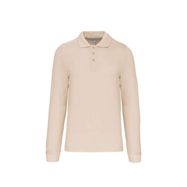 Men's long-sleeved polo shirt culoare light sand marimea 2xl