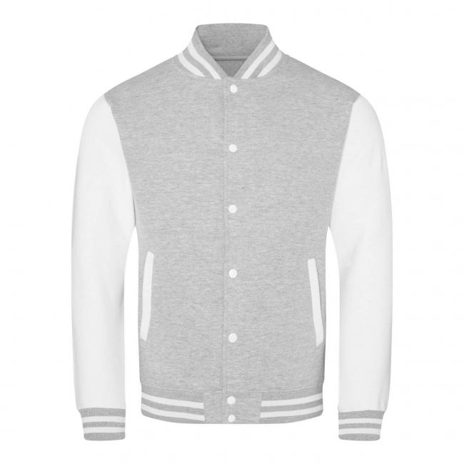 Varsity jacket culoare heather grey/white marimea 2xl
