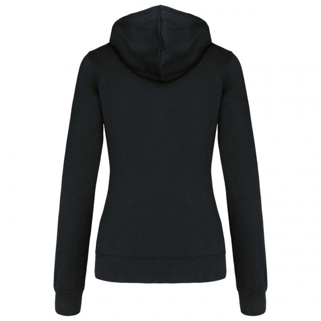 Ladies’ contrast hooded full zip sweatshirt culoare black/red marimea l