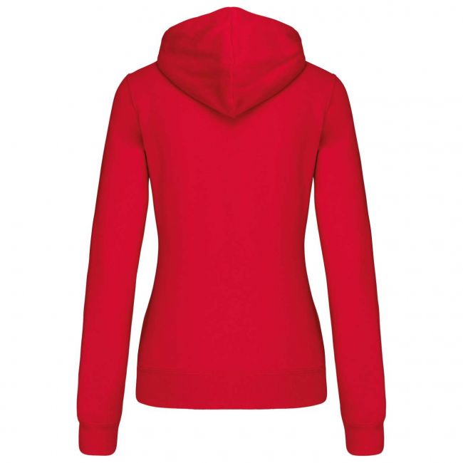 Ladies’ contrast hooded full zip sweatshirt culoare red/white marimea 2xl