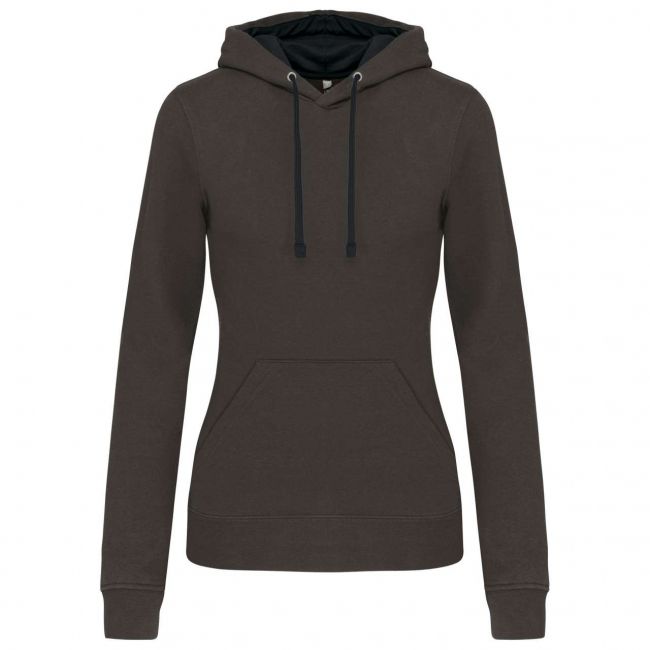 Ladies’ contrast hooded sweatshirt culoare dark grey/black marimea s