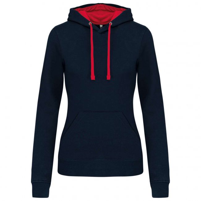 Ladies’ contrast hooded sweatshirt culoare navy/red marimea 2xl