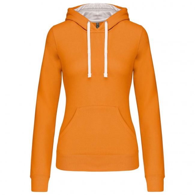 Ladies’ contrast hooded sweatshirt culoare orange/white marimea 2xl