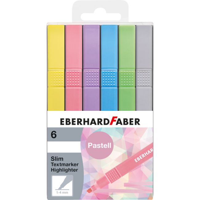 Textmarker slim patrat set 6 buc pastel eberhard faber