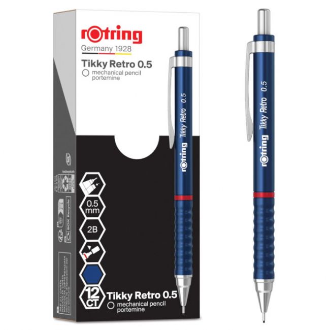 Creion mecanic 0.5mm tikky 3 albastru retro rotring