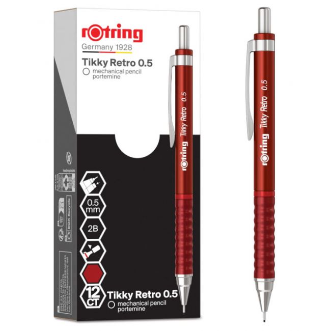 Creion mecanic 0.5mm tikky 3 rosu retro rotring