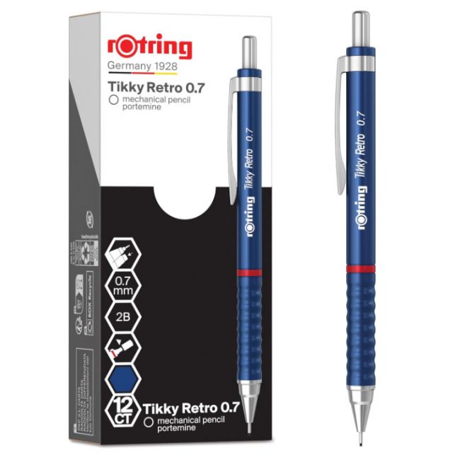 Creion mecanic 0.7mm tikky 3 albastru retro rotring