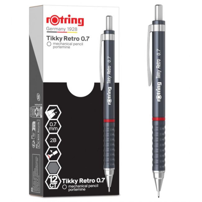 Creion mecanic 0.7mm tikky 3 gri retro rotring