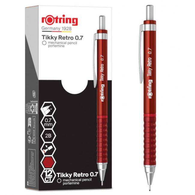 Creion mecanic 0.7mm tikky 3 rosu retro rotring