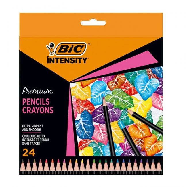 Creioane colorate 24 culori intensity premium bic