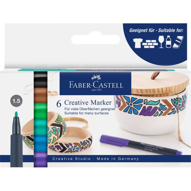 Marker creativ set 6 culori forrest faber-castell