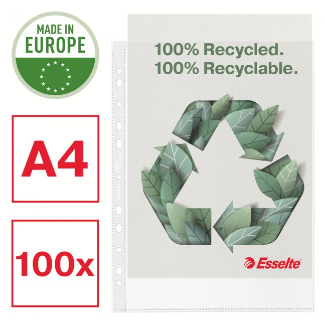 Folie de protectie esselte recycled, pp, 70 microni, a4 , 100 bucati/set