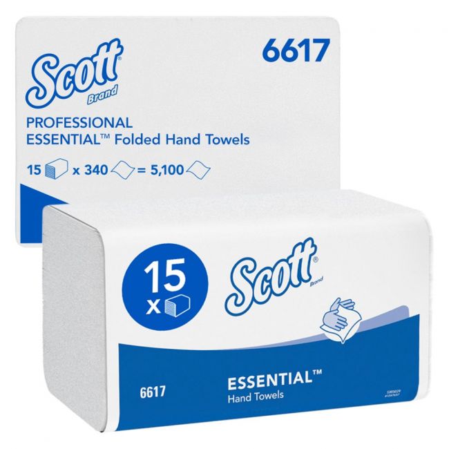 Servetele z kimberly-clark scott essential albe, 1 strat, 21 x 20cm, 340 portii, 15 pachete/bax