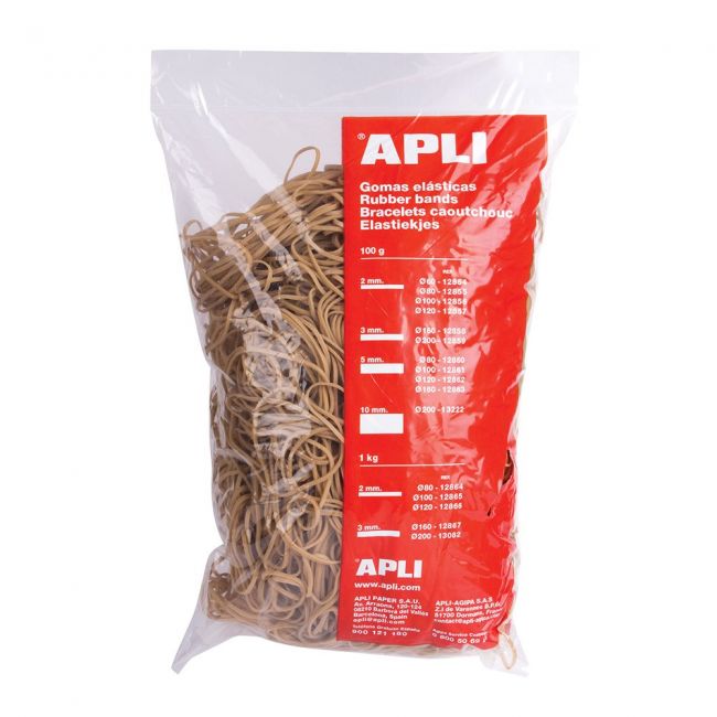 Elastice apli, diametru 120 mm,  latime 2 mm, 1 kg/punga