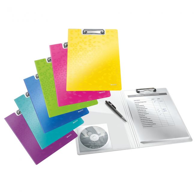 Clipboard leitz wow, dublu, polyfoam, a4, 100 coli, roz