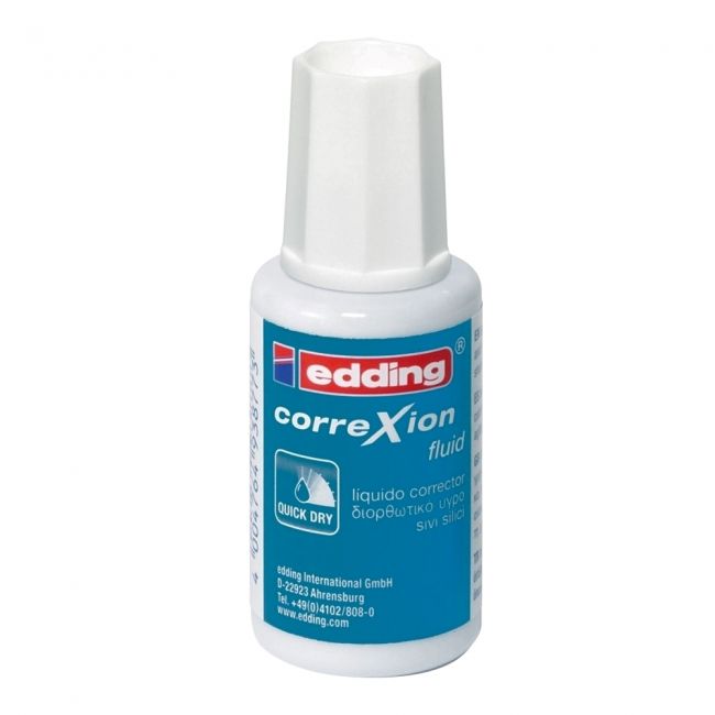 Fluid corector edding, 20 ml, pe baza de solvent, aplicator cu pensula