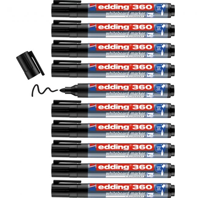 Marker edding 360 pentru tabla, varf 1.5-3 mm, negru