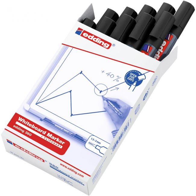 Marker edding 360 pentru tabla, varf 1.5-3 mm, negru