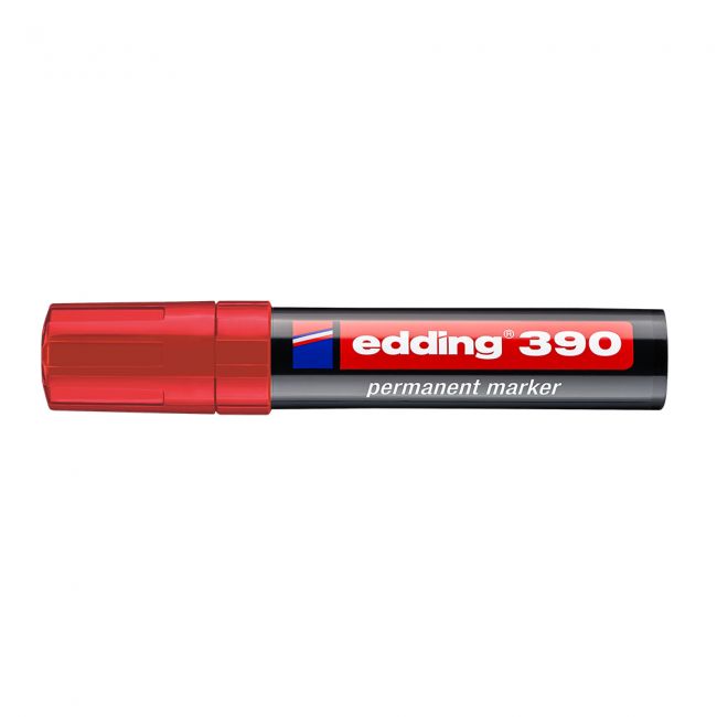 Marker permanent edding 390, corp plastic, varf retezat 4-12 mm, rosu