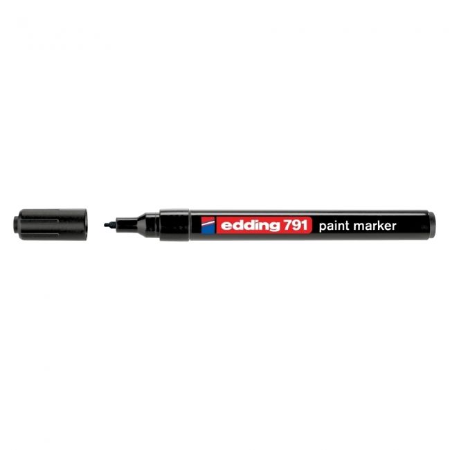 Marker permanent edding 791, cu vopsea, corp plastic, varf rotund , 1-2 mm, negru