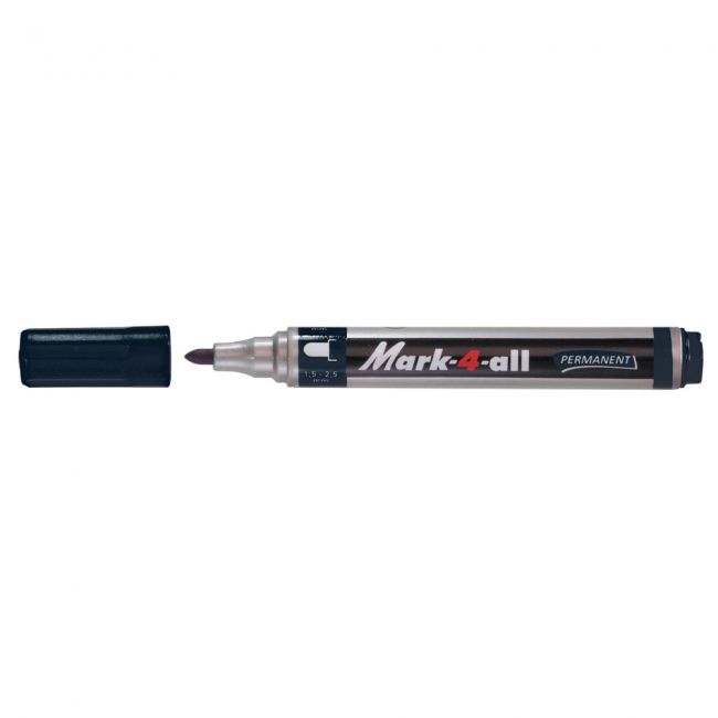 Marker permanent stabilo mark-4-all, corp plastic, varf rotund, 1.5-2.5 mm, negru