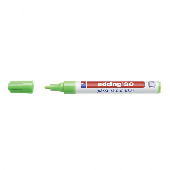 Marker edding 90 pentru suprafete din sticla, varf 2-3 mm, verde deschis