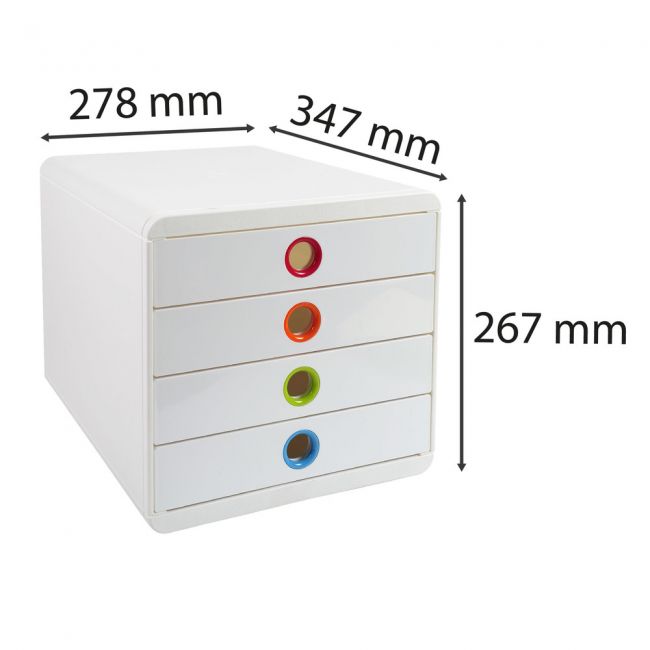 Organizator exacompta iderama, 4 sertare, a4, 55mm, alb