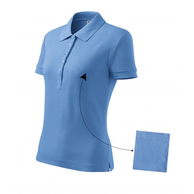 Cotton tricou polo pentru damă albastru deschis