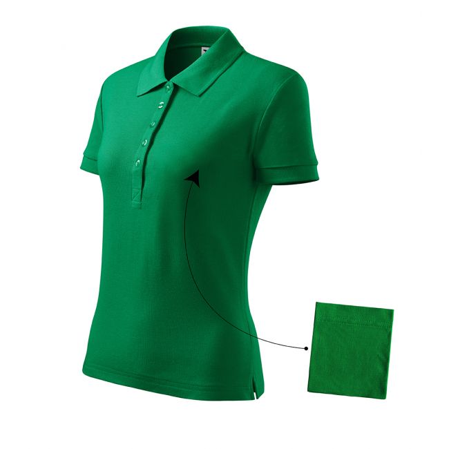 Cotton tricou polo pentru damă verde mediu