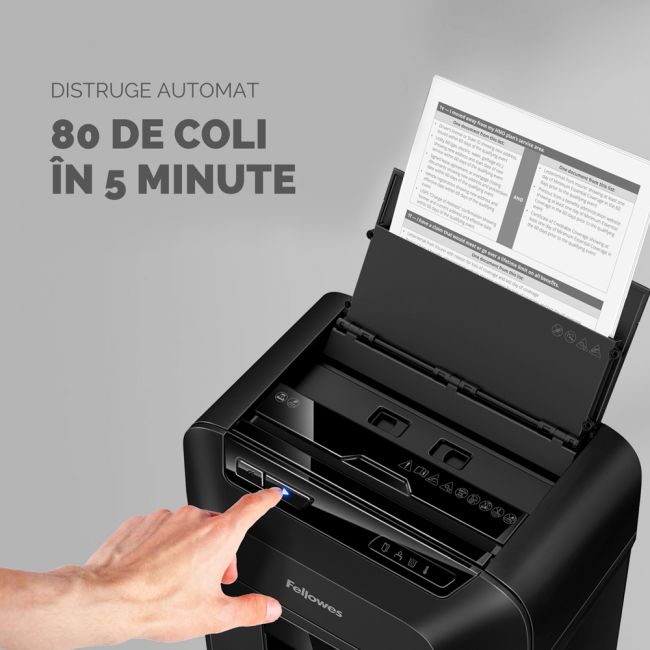 Distrugator documente fellowes, automax 80m, 80 coli