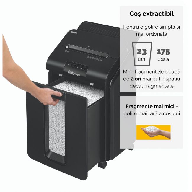 Distrugator automat fellowes automax 100m, 100 coli, micro cut