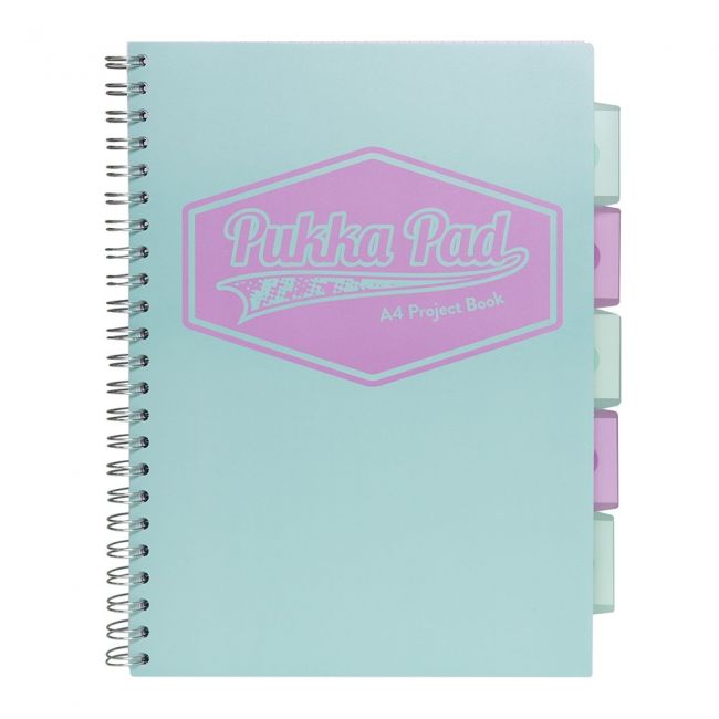 Caiet a4 cu spira si separatoare pukka pads pb pastel, matematica, marin