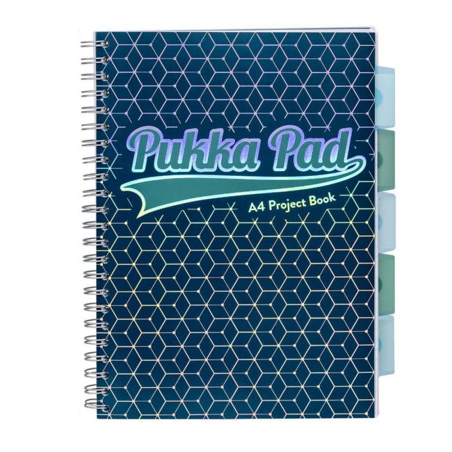 Caiet a4 cu spira si separatoare pukka pads pbg, 200 file, matematica, albastru inchis