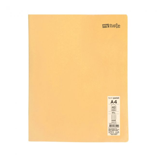 Caiet capsat mynote, format a4, 40 file offset 60 g/mp, liniatura matematica, coperta pp pastel, mix de 8 culori