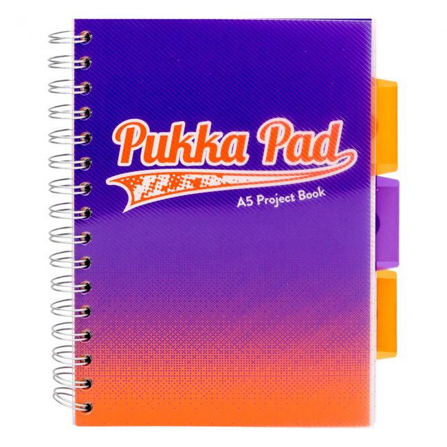 Caiet cu spirala si separatoare pukka pad project book fusion, a5, 200 pagini, matematica, mov