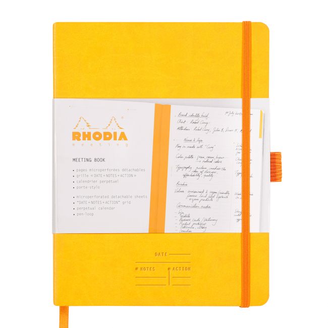 Meeting book a5+ rhodiarama, 80 file, galben