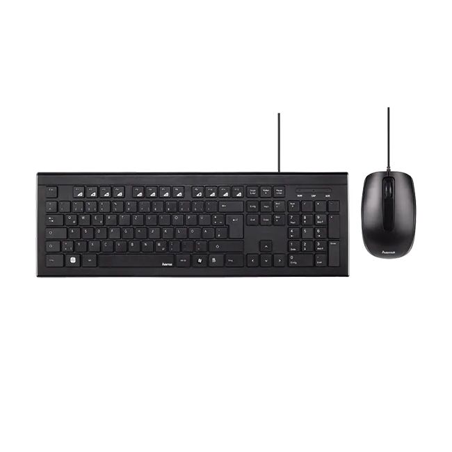 Kit tastatura si mouse cu fir hama cortino, usb, layout ro, negru