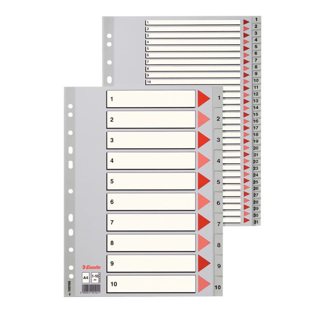 Index esselte, a-z, a4, 225x297 mm, plastic