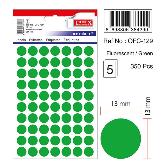 Etichete rotunde 13mm verzi 350/tipla tanex