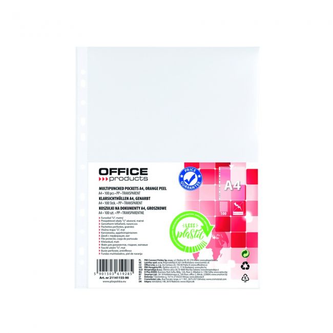 File de protectie office products, a4, plastic, 30 microni, 100 bucati/set