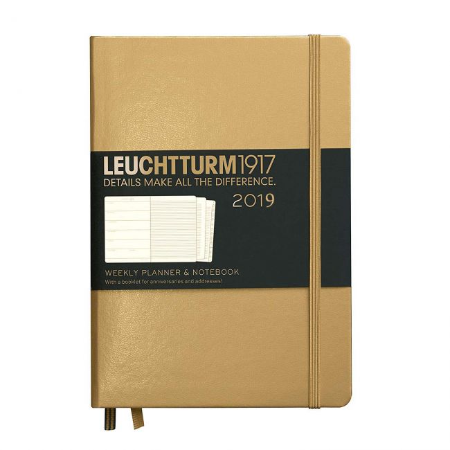 Agenda saptamanala+caiet a5 2019 auriu leuchtturm