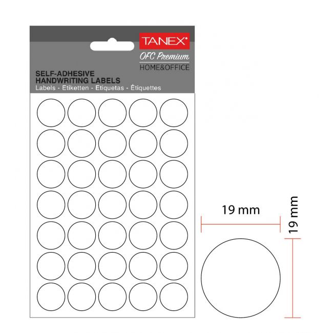 Etichete rotunde 19mm albe 350/tipla tanex