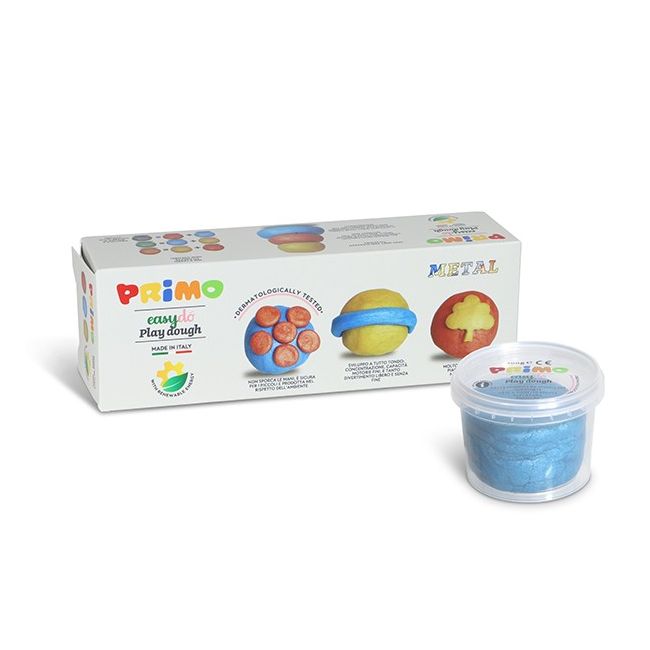 Plastilina morocolor primo, 3 culori metalizate in recipient plastic, 100g