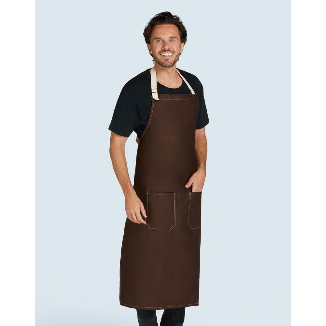 Santorini - contrasted bib apron with pocket black marimea one size